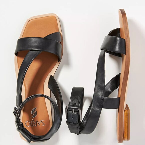 SARTO by Franco Sarto - Emma Leather Ankle Strap Sandals in Black - Picture 4 of 10